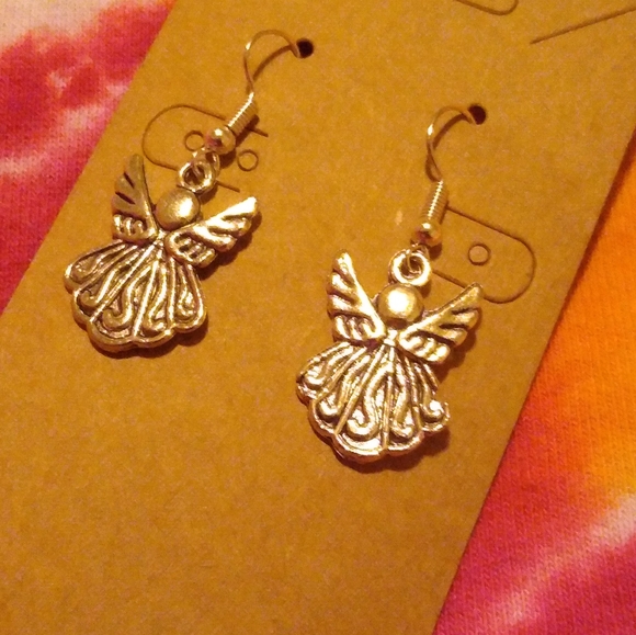 Handcrafted Angel Charm Hook Earrings - Picture 2 of 2